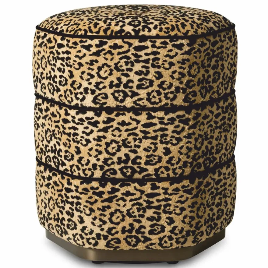 Casa Padrino Luxus Hocker Leopard / Bronze H. 54 cm - Luxus Hotel Möbel