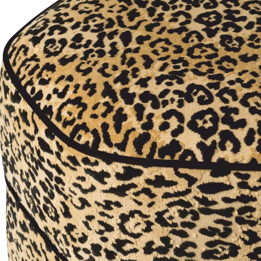 Casa Padrino Luxus Hocker Leopard / Bronze H. 54 cm - Luxus Hotel Möbel
