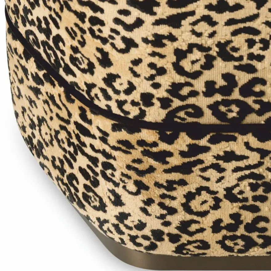 Casa Padrino Luxus Hocker Leopard / Bronze H. 54 cm - Luxus Hotel Möbel