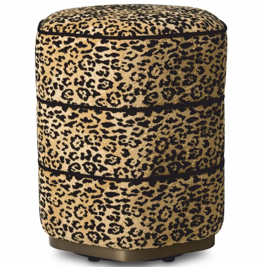 Casa Padrino Luxus Hocker Leopard / Bronze H. 54 cm - Luxus Hotel Möbel