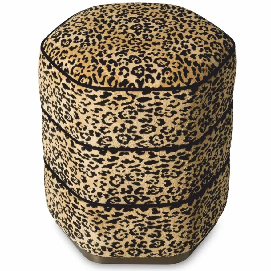 Casa Padrino Luxus Hocker Leopard / Bronze H. 54 cm - Luxus Hotel Möbel