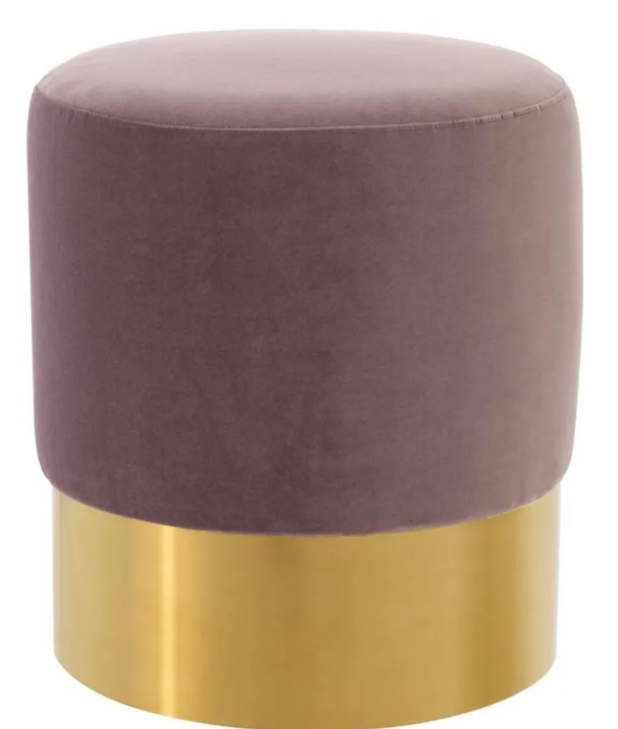 Casa Padrino Luxus Hocker Lila / Gold 40 x H. 45 cm - Hotel Möbel
