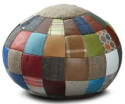 Casa Padrino Luxus Hocker Mehrfarbig Ø 55 x H. 30 cm - Runder Sitzhocker - Fußhocker - Wohnzimmer Möbel