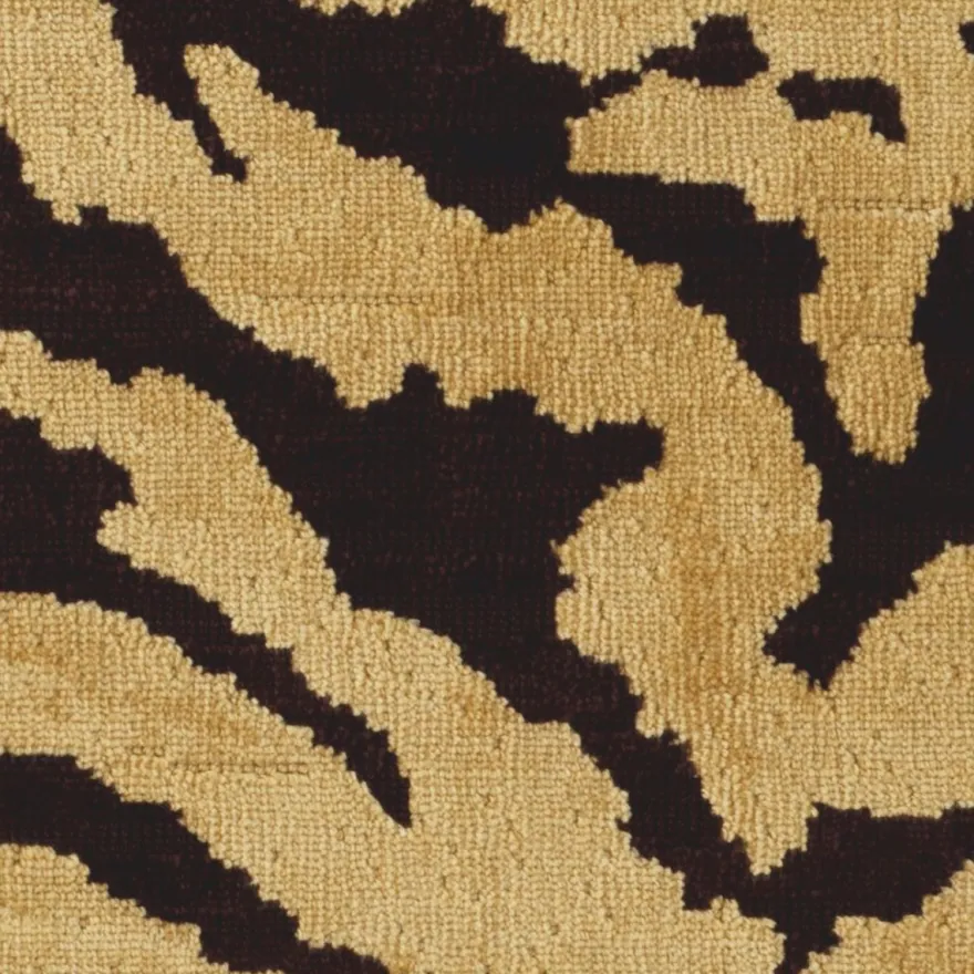 Casa Padrino Luxus Hocker mit Tiger Design Beige / Braun - Luxus Wohnzimmer Möbel
