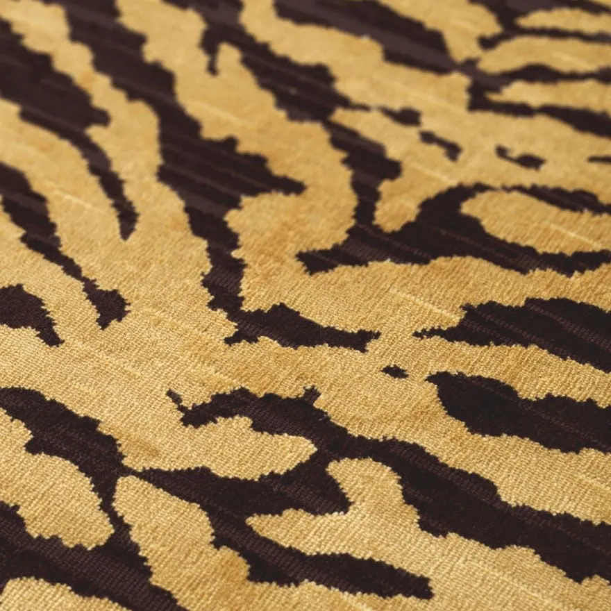 Casa Padrino Luxus Hocker mit Tiger Design Beige / Braun - Luxus Wohnzimmer Möbel