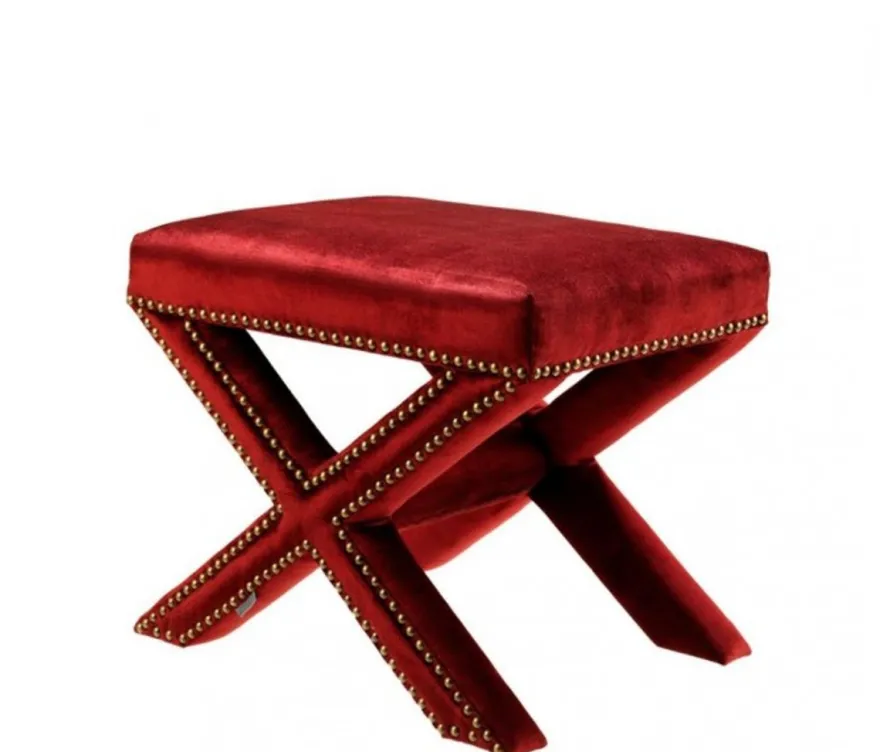 Casa Padrino Luxus Hocker Rot 51 x 37 x H. 42 cm - Luxus Kollektion