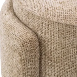 Casa Padrino Luxus Hocker Sandfarben Ø 73 x H. 38 cm - Runder Sitzhocker - Rundhocker - Fußhocker - Wohnzimmer Möbel - Hotel Möbel - Luxus Möbel