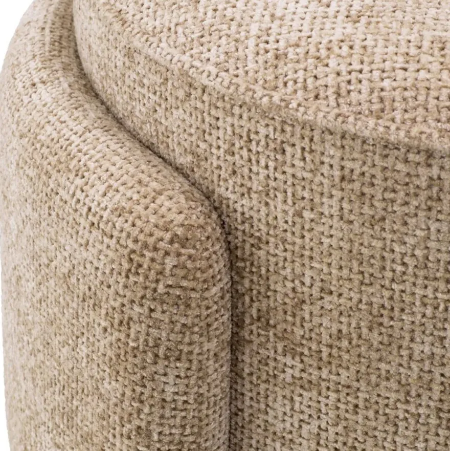 Casa Padrino Luxus Hocker Sandfarben Ø 73 x H. 38 cm - Runder Sitzhocker - Rundhocker - Fußhocker - Wohnzimmer Möbel - Hotel Möbel - Luxus Möbel
