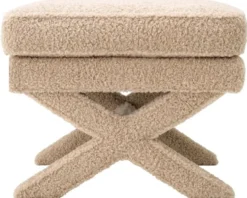 Casa Padrino Luxus Hocker Sandfarben - Rechteckiger Sitzhocker - Kreuzhocker - Luxus Möbel