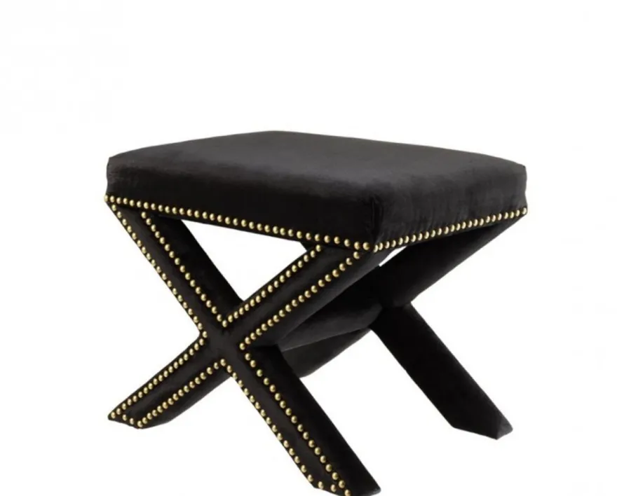 Casa Padrino Luxus Hocker Schwarz 51 x 37 x H. 42 cm - Luxus Kollektion