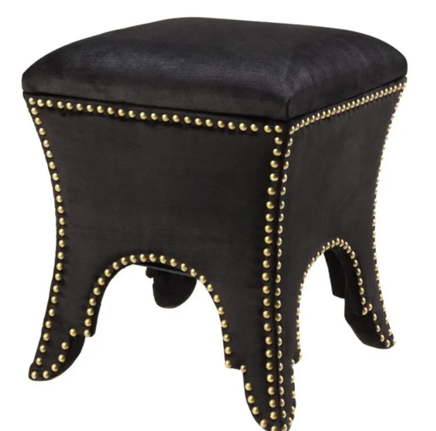 Casa Padrino Luxus Hocker Schwarz 39 x 39 x H. 45 cm - Hotel Möbel