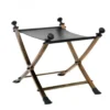 Casa Padrino Luxus Hocker Vintage Messing mit schwarzem Leder 61 x 46 x H. 48 cm - Limited Edition