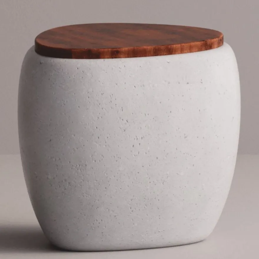 Casa Padrino Luxus Hocker Weiß / Dunkelbraun 55 x 48 x H. 47 cm - Beton Möbel