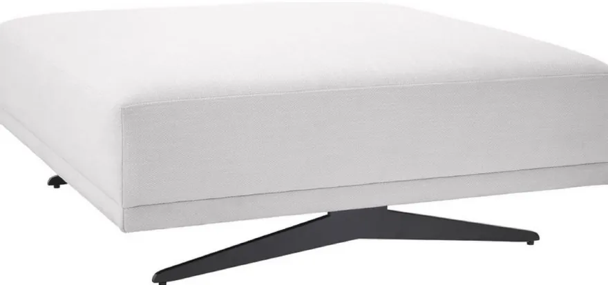 Casa Padrino Luxus Hocker Weiß / Bronzefarben 108 x 108 x H. 41 cm - Sitzhocker - Fußhocker - Luxus Wohnzimmer Möbel