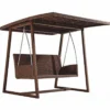 Casa Padrino Luxus Hollywoodschaukel mit Sonnendach Dunkelbraun 226 cm - Garten Möbel