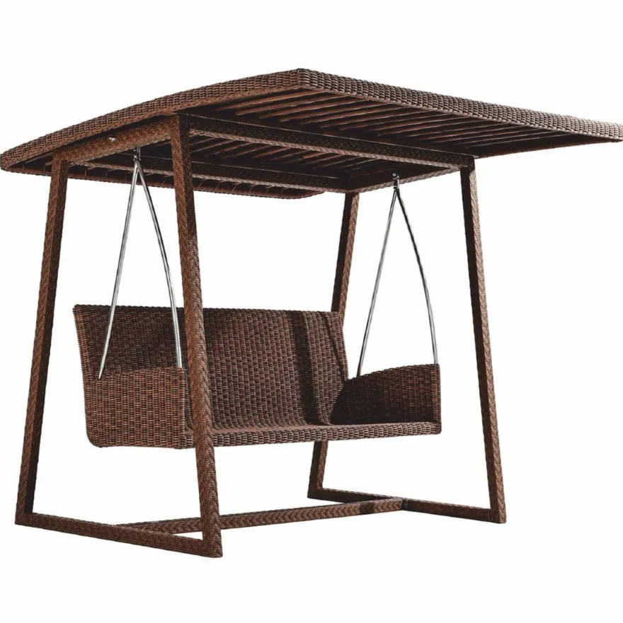 Casa Padrino Luxus Hollywoodschaukel mit Sonnendach Dunkelbraun 226 cm - Garten Möbel
