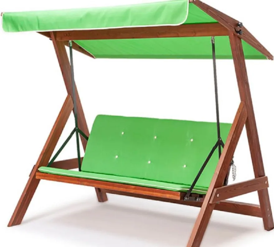 Casa Padrino Luxus Hollywood Schaukel Hellgrün / Braun - Massivholz Garten Schaukel mit Sonnendach - Garten Möbel - Terrassen Möbel - Outdoor Möbel - Luxus Möbel