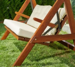 Casa Padrino Luxus Hollywood Schaukel Cremefarben / Braun - Moderne Wetterfeste Garten Schaukel mit Sonnendach - Terrassen Möbel - Garten Möbel