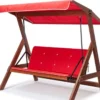 Casa Padrino Luxus Hollywood Schaukel Rot / Braun - Massivholz Garten Schaukel mit Sonnendach - Garten Möbel - Terrassen Möbel - Outdoor Möbel - Luxus Möbel