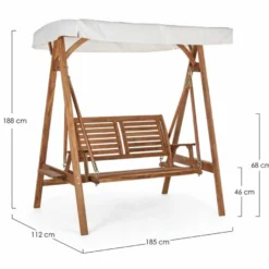 Casa Padrino Luxus Hollywood Schaukel Braun / Weiß 185 cm - Garten Schaukel