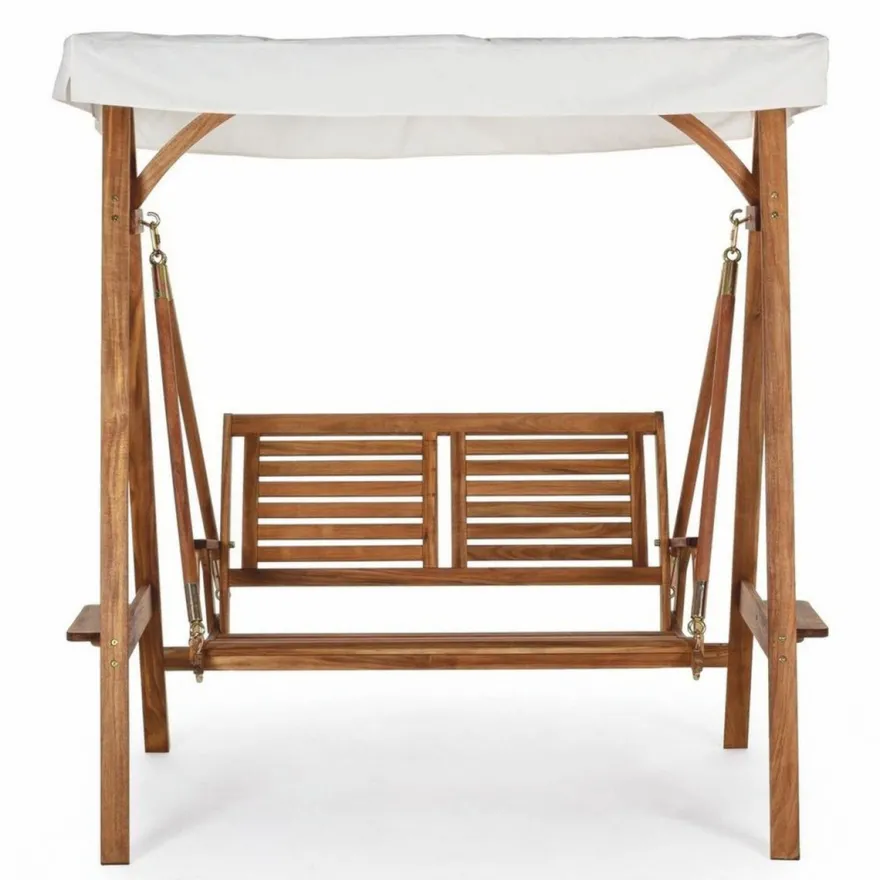 Casa Padrino Luxus Hollywood Schaukel Braun / Weiß 185 cm - Garten Schaukel