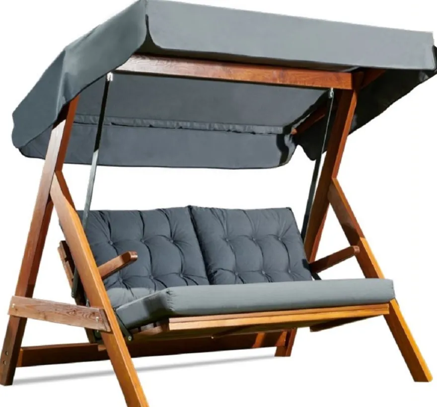 Casa Padrino Luxus Hollywood Schaukel Anthrazitgrau / Braun - Moderne Wetterfeste Garten Schaukel mit Sonnendach - Garten Möbel - Terrassen Möbel