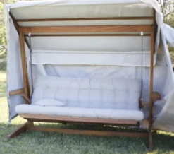 Casa Padrino Luxus Hollywood Schaukel Schutzbezug Grau 220 cm - Wetterfeste Garten Schaukel Schutzhülle - Garten Accessoires - Luxus Qualität