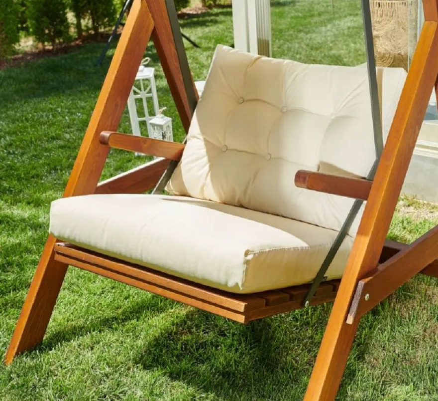 Casa Padrino Luxus Hollywood Schaukel Cremefarben / Braun - Moderne Wetterfeste Garten Schaukel mit Sonnendach - Terrassen Möbel - Garten Möbel - Luxus Kollektion