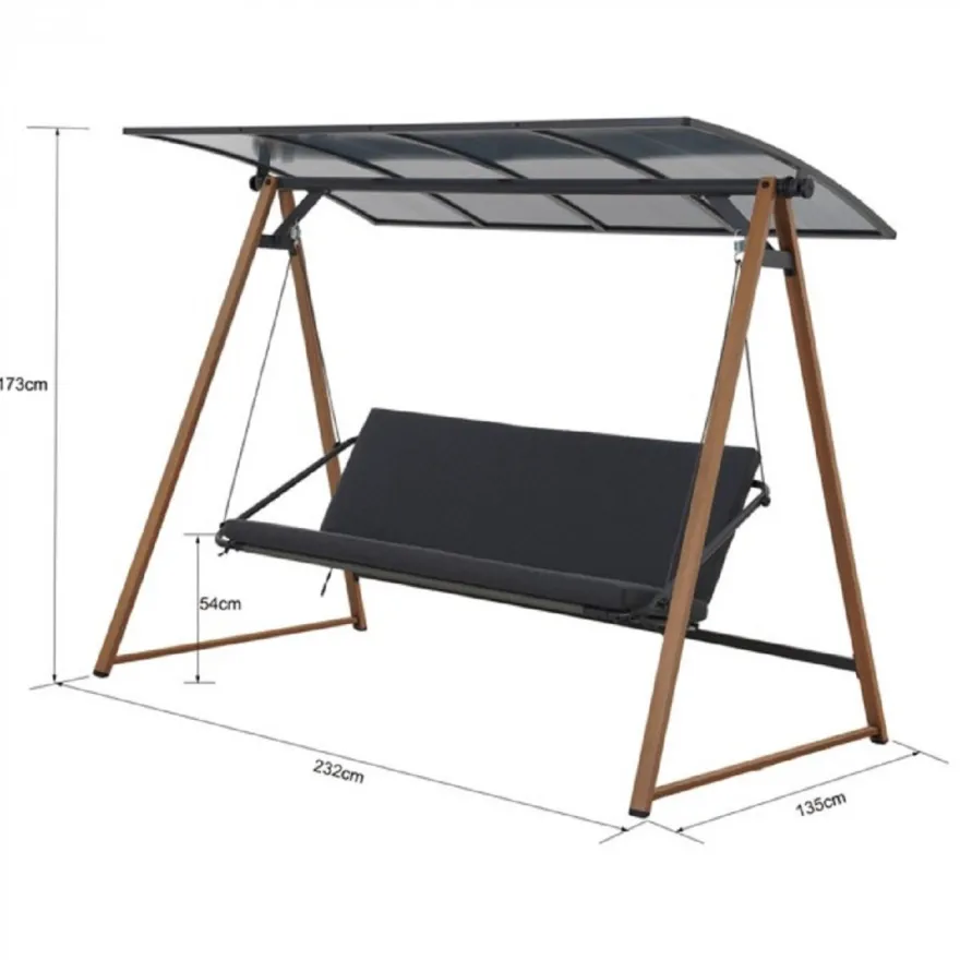 Casa Padrino Luxus Hollywood Schaukel Grau / Braun - Garten Schaukel mit Sonnendach