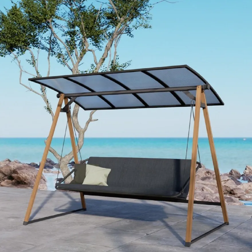Casa Padrino Luxus Hollywood Schaukel Grau / Braun - Garten Schaukel mit Sonnendach