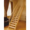Casa Padrino Luxus Holztreppe mit Geländer beidseitig Naturfarben H. 307 cm