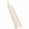 Casa Padrino Luxus Holztreppe mit Geländer linke Seite Naturfarben H. 307 cm