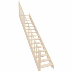 Casa Padrino Luxus Holztreppe mit Geländer linke Seite Naturfarben H. 307 cm