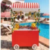 Casa Padrino Luxus Hotel Barwagen mit Sonnendach Rot / Weiß H. 220 cm - Hotel Accessoires - Luxus Accessoires VPP