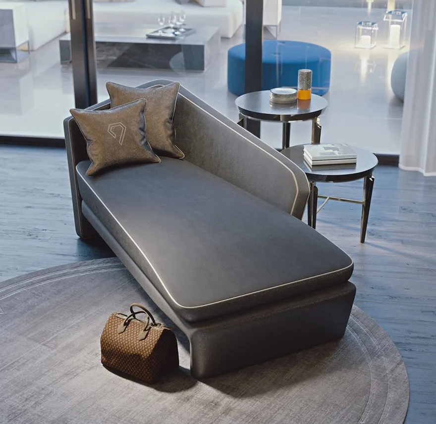 Casa Padrino Luxus Hotel Chaiselongue Grau / Weiß 178 x 98 x H. 80 cm - Massivholz Recamiere - Hotel Möbel - Luxus Qualität - Made in Italy