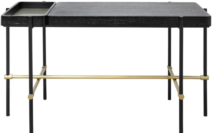 Casa Padrino Luxus Hotel Couchtisch Schwarz / Gold 80 x 40 x H. 45 cm - Hotel Möbel