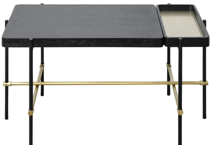 Casa Padrino Luxus Hotel Couchtisch Schwarz / Gold 80 x 40 x H. 45 cm - Hotel Möbel
