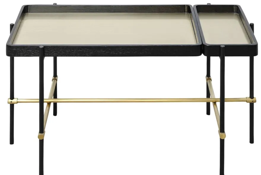 Casa Padrino Luxus Hotel Couchtisch Schwarz / Gold 80 x 40 x H. 45 cm - Hotel Möbel