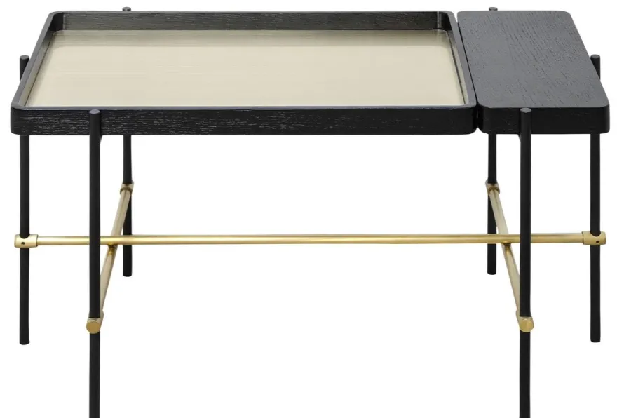 Casa Padrino Luxus Hotel Couchtisch Schwarz / Gold 80 x 40 x H. 45 cm - Hotel Möbel