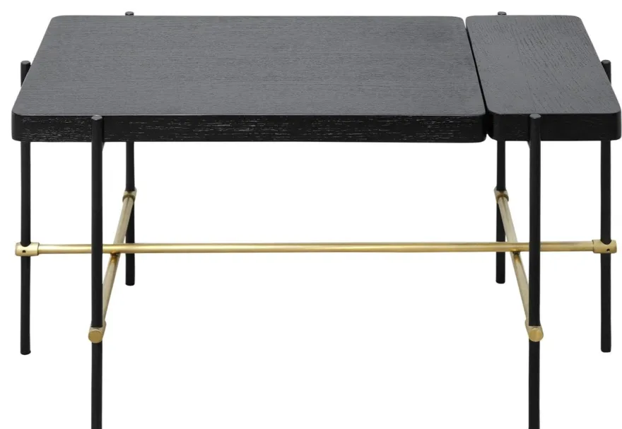 Casa Padrino Luxus Hotel Couchtisch Schwarz / Gold 80 x 40 x H. 45 cm - Hotel Möbel