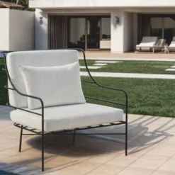 Casa Padrino Luxus Hotel & Garten Sessel Schwarz / Grau - Schmiedeeisen Möbel