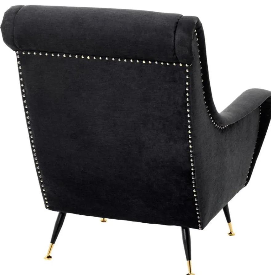 Casa Padrino Luxus Hotel Salon Sessel Schwarz 80 x 90 x H. 88 cm - Wohnzimmer Möbel