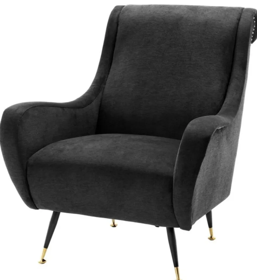 Casa Padrino Luxus Hotel Salon Sessel Schwarz 80 x 90 x H. 88 cm - Wohnzimmer Möbel