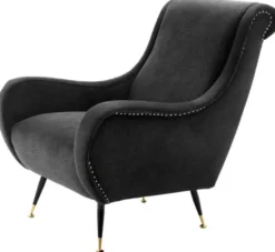 Casa Padrino Luxus Hotel Salon Sessel Schwarz 80 x 90 x H. 88 cm - Wohnzimmer Möbel