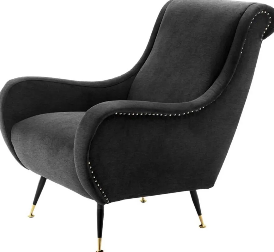 Casa Padrino Luxus Hotel Salon Sessel Schwarz 80 x 90 x H. 88 cm - Wohnzimmer Möbel