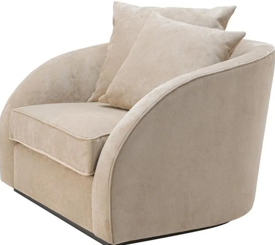 Casa Padrino Luxus Hotel Salon Sessel Greige 101 x 91 x H. 72 cm - Wohnzimmer Möbel