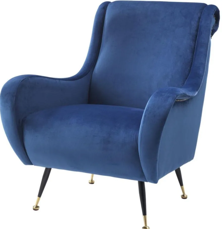 Casa Padrino Luxus Hotel Salon Sessel Blau 80 x 90 x H. 88 cm - Hotel Möbel