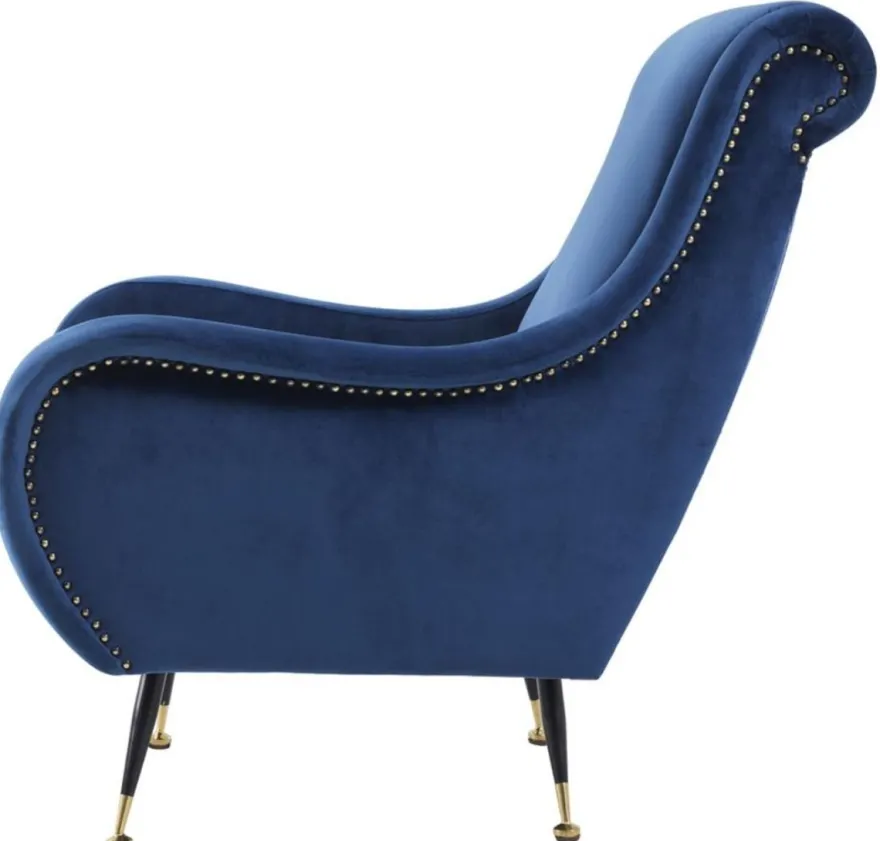 Casa Padrino Luxus Hotel Salon Sessel Blau 80 x 90 x H. 88 cm - Hotel Möbel