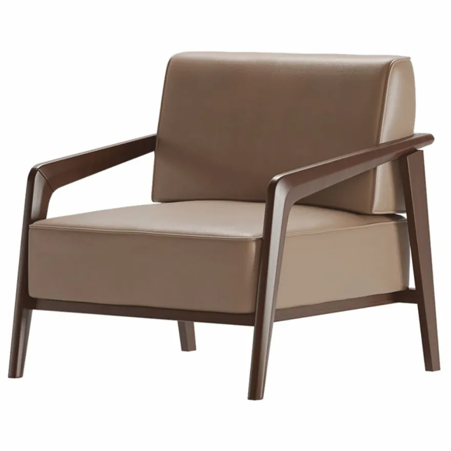 Casa Padrino Luxus Hotel & Wohnzimmer Kunstleder Sessel Braun / Dunkelbraun - Luxus Möbel