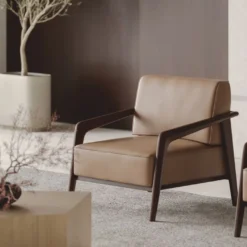 Casa Padrino Luxus Hotel & Wohnzimmer Kunstleder Sessel Braun / Dunkelbraun - Luxus Möbel